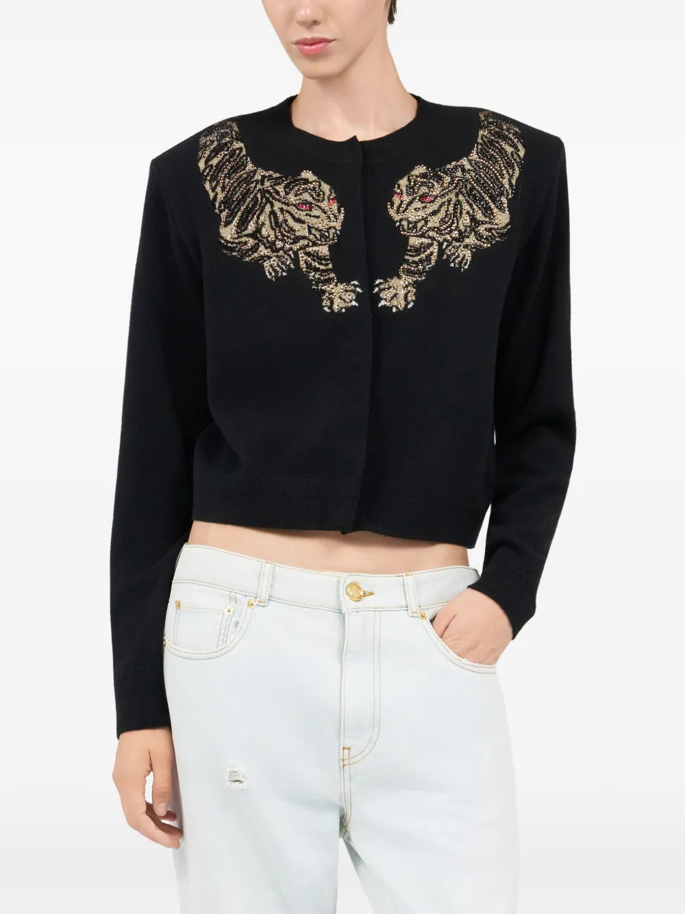 Roberto Cavalli Vest met tijgerdetail Zwart