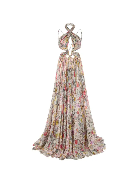 Roberto Cavalli robe longue fleurie à dos-nu