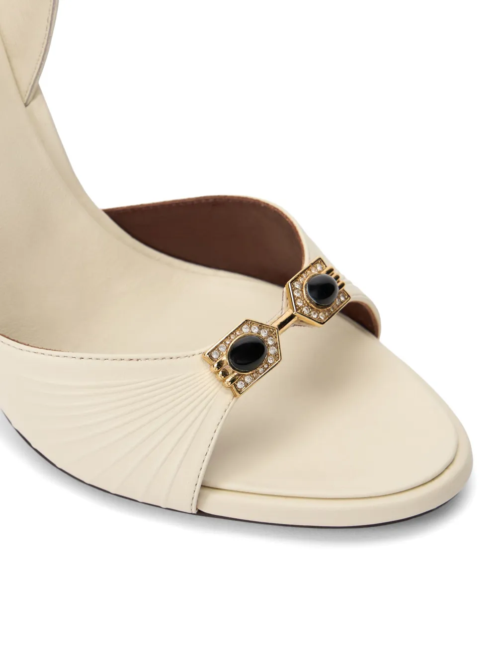 Roberto Cavalli jewel-embellished pleated sandals Beige