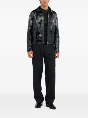 ✨美品✨ Farfetch - メンズ通販 レザージャケット Cavalli Roberto ロベルトカヴァリ　ジャケット　ブラック　レザー　56サイズ ジャケット・アウター