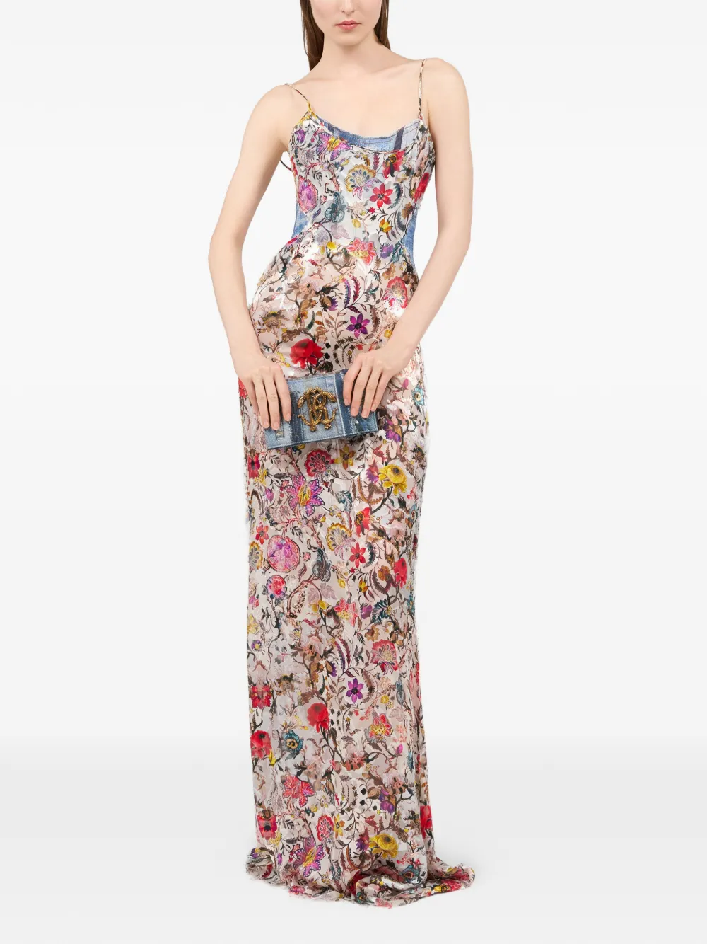Roberto Cavalli Jurk met bloemenprint Beige