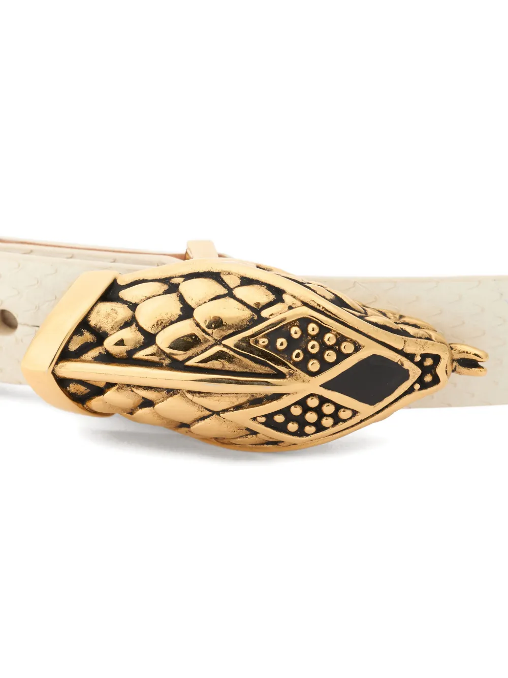 Roberto Cavalli Riem met slangenkop patroon Beige