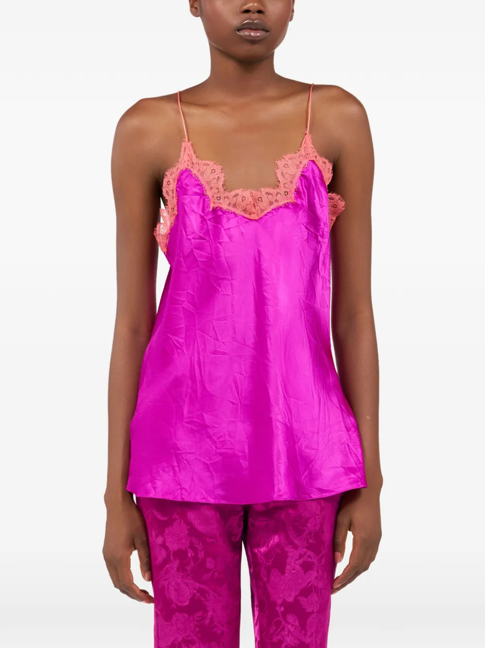 Roberto Cavalli Shirt met afwerking van kant Roze