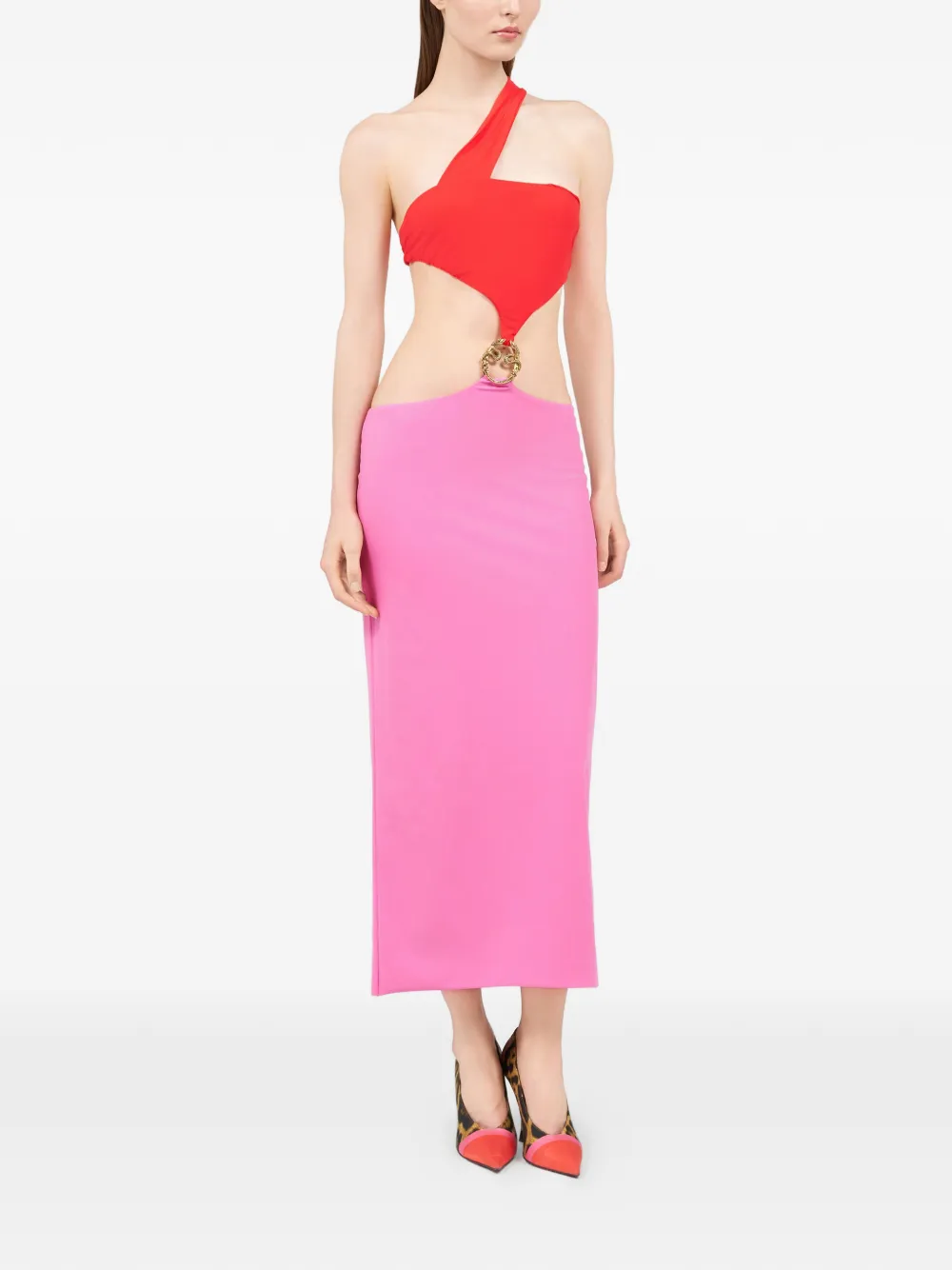 Roberto Cavalli Asymmetrische midi-jurk Roze