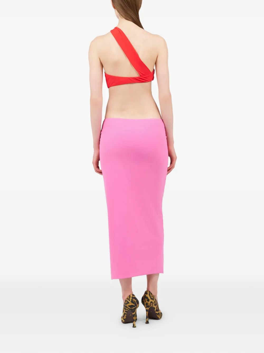 Roberto Cavalli Asymmetrische midi-jurk Roze