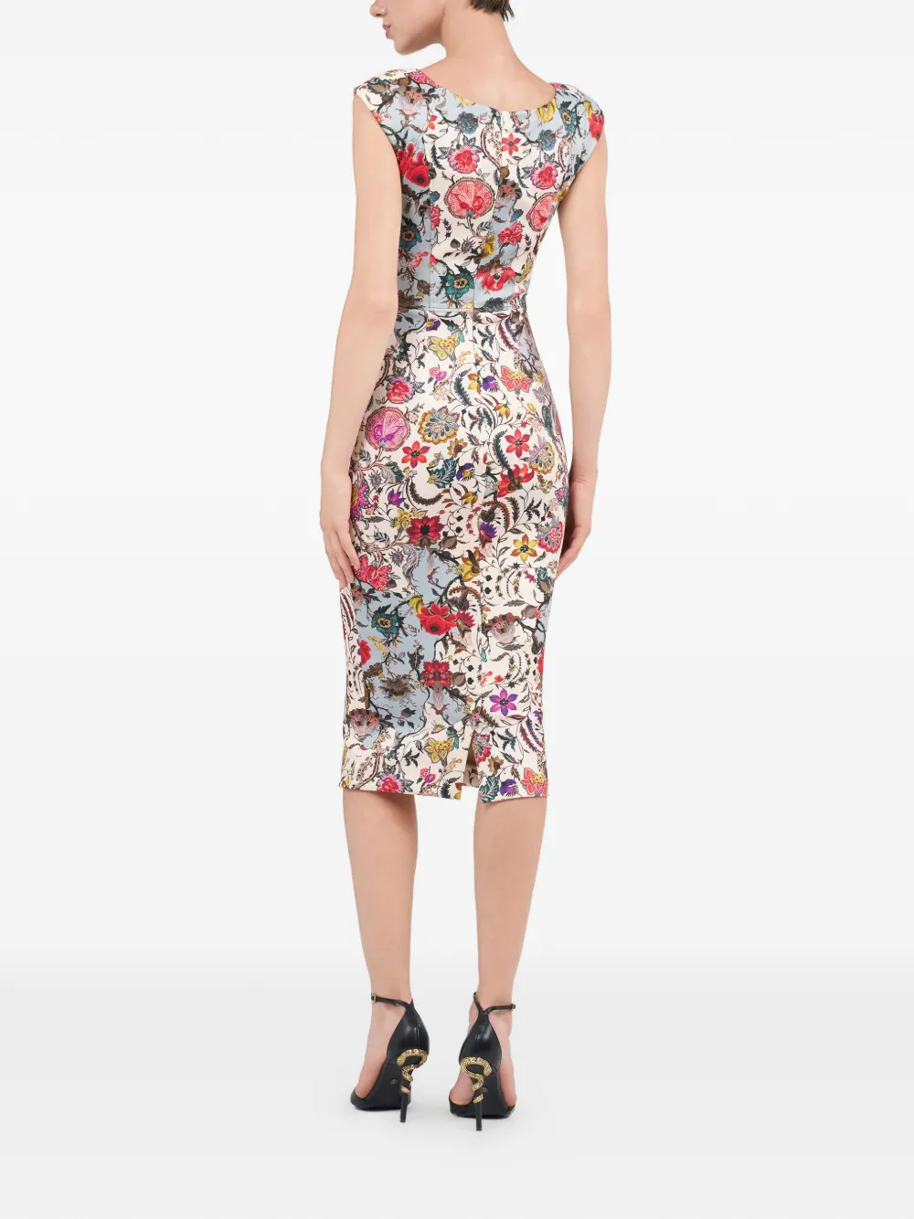 Roberto Cavalli Midi-jurk met bloemenprint Beige