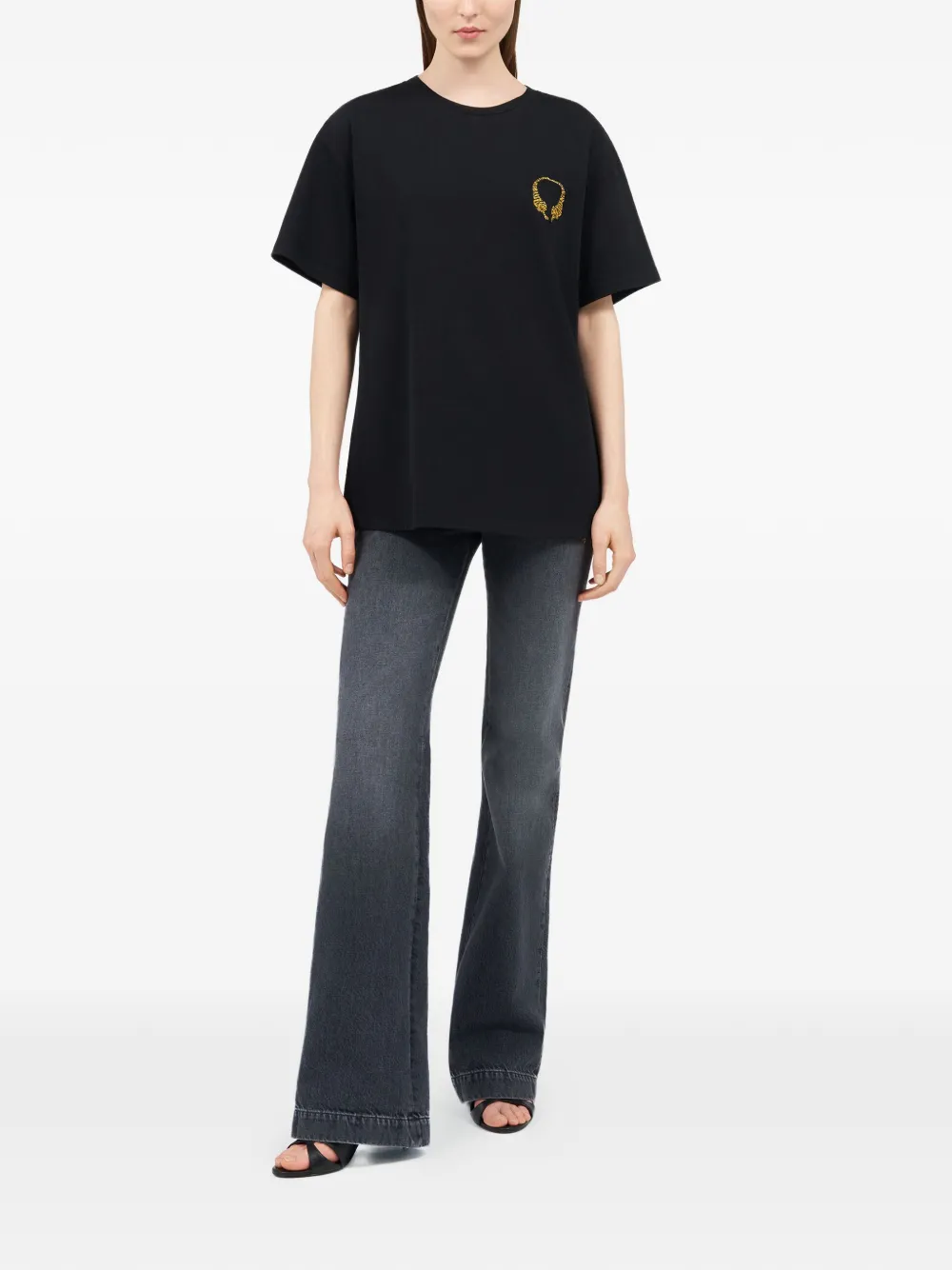 Roberto Cavalli T-shirt met geborduurd logo Zwart