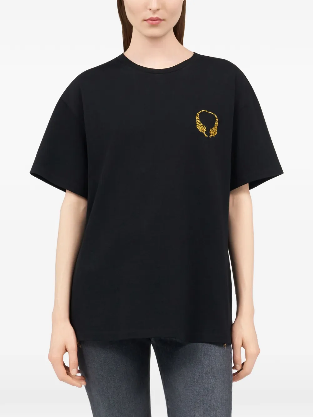 Roberto Cavalli T-shirt met geborduurd logo Zwart