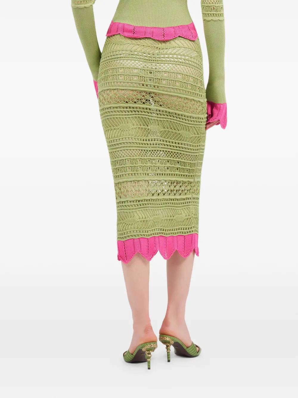 Roberto Cavalli Midi-rok met contrasterend detail Groen