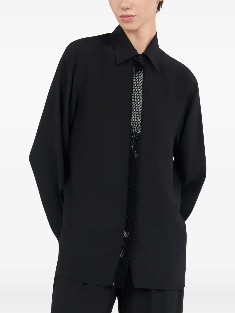  Roberto Cavalli Embellished-stripe Shirt - Black 