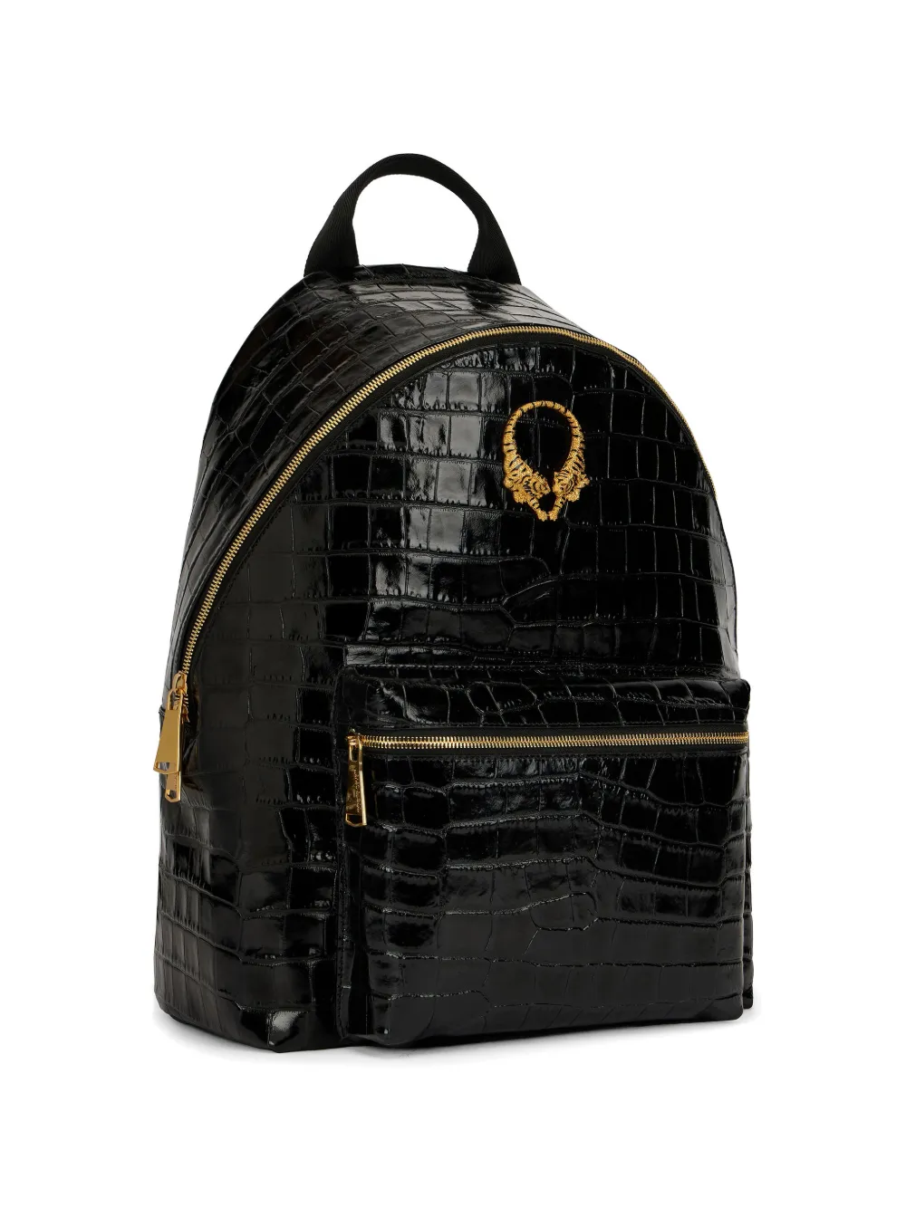 Roberto Cavalli Tiger Tooth rugzak met krokodillen-reliëf Zwart