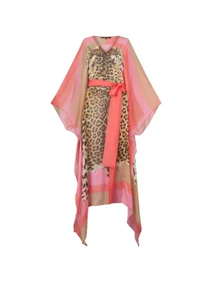 roberto cavalli beach dress ROBERTO CAVALLI 1999 Pink Feather Silk Dress (S-M)
