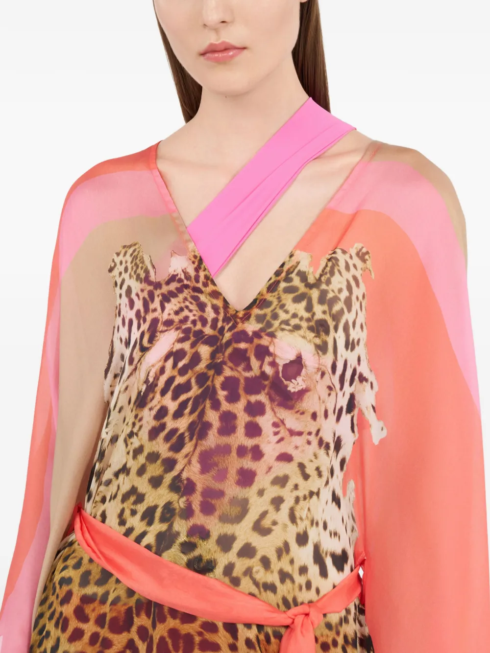  Roberto Cavalli Leopard Print Belted Beachwear - Neutrals 