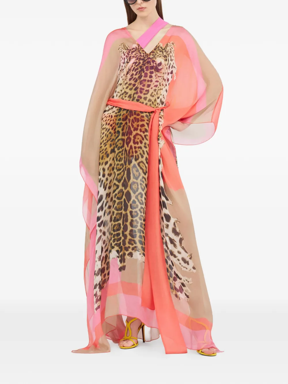 Roberto Cavalli Strandkleding met luipaardprint en ceintuur Beige