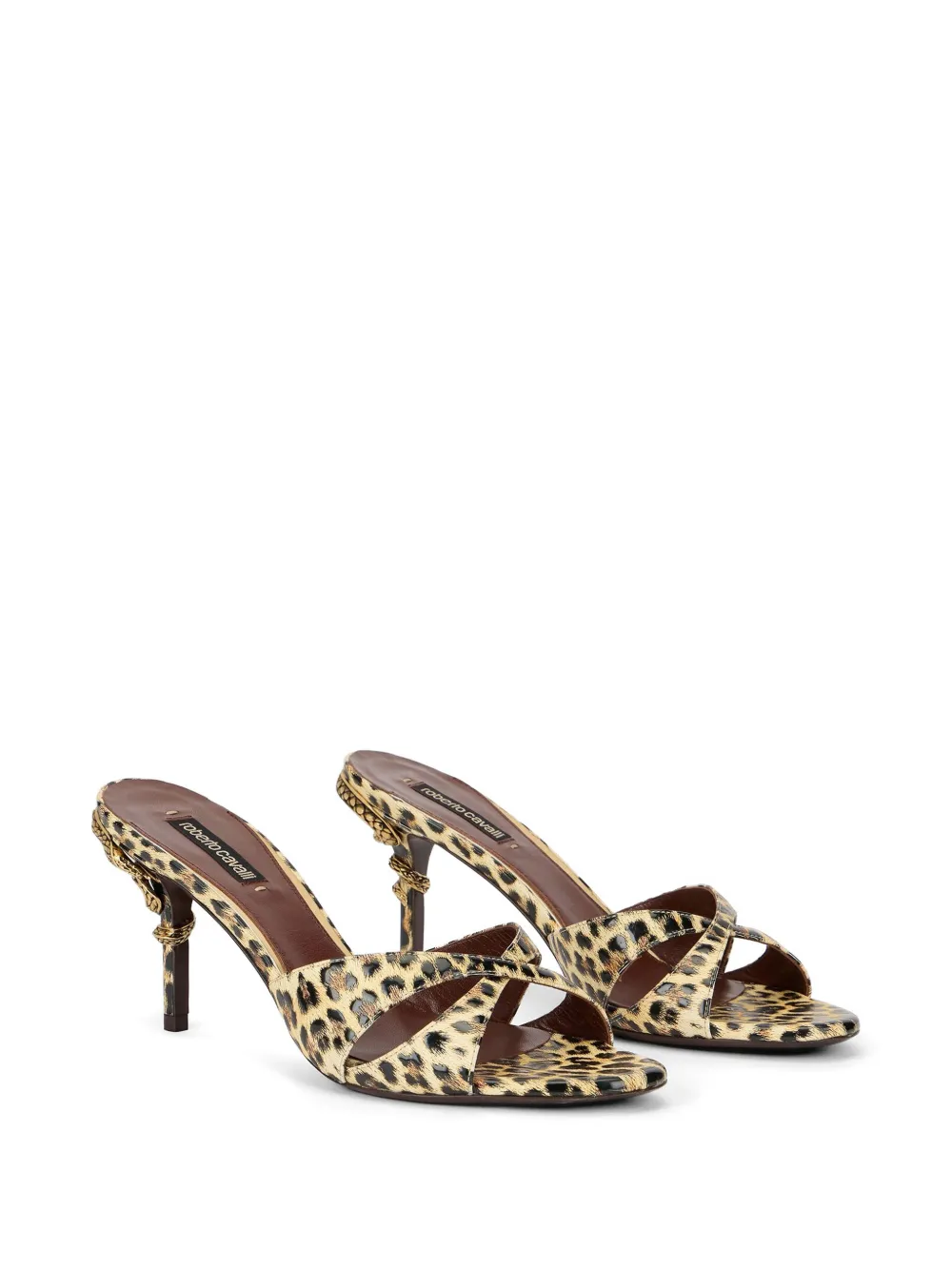Roberto Cavalli leopard-print sandals Beige