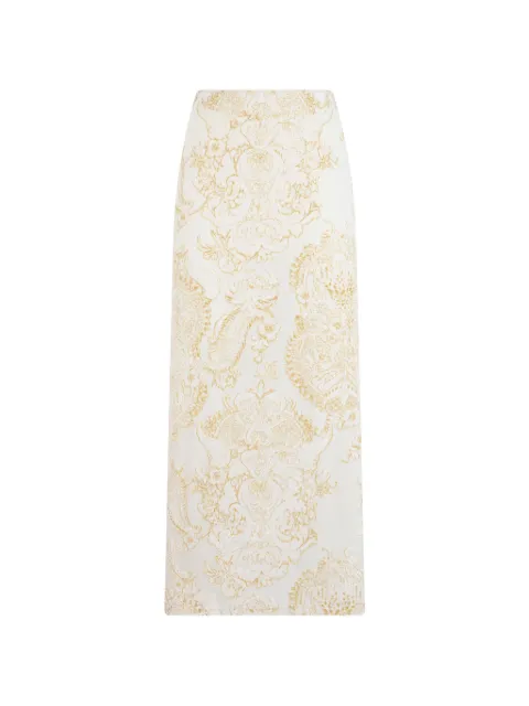Roberto Cavalli baroque-pattern devoré skirt