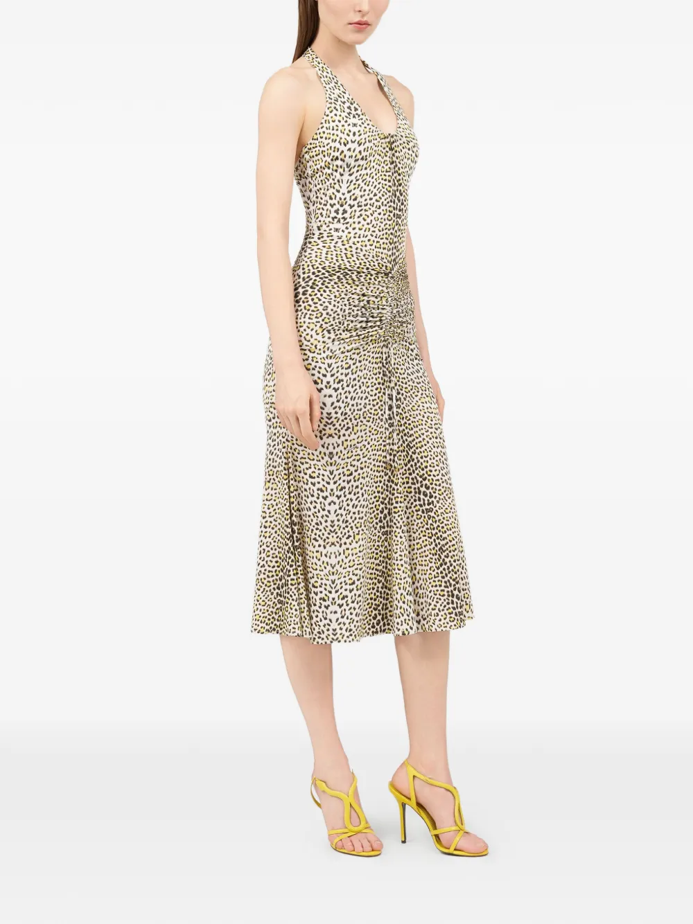 Roberto Cavalli Halter midi-jurk met dierenprint Beige