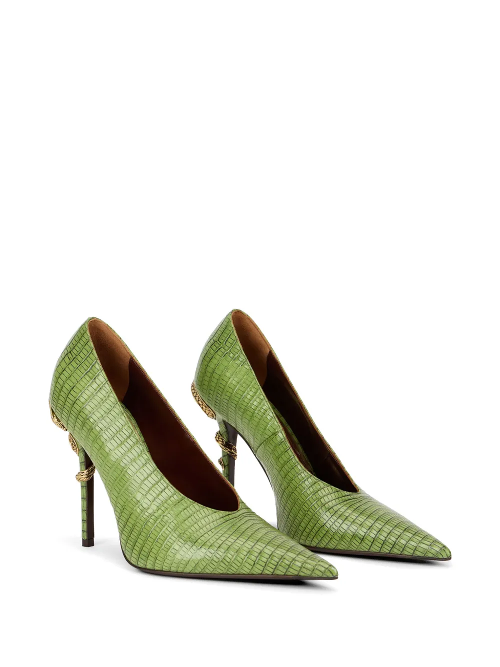 Roberto Cavalli reptile-effect pumps Groen
