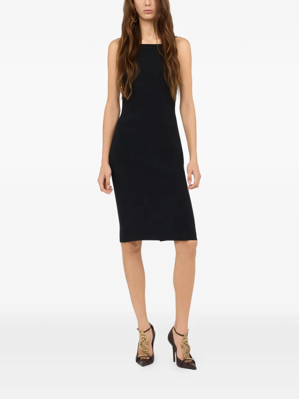 Roberto Cavalli Midi-jurk met slangendetail Zwart
