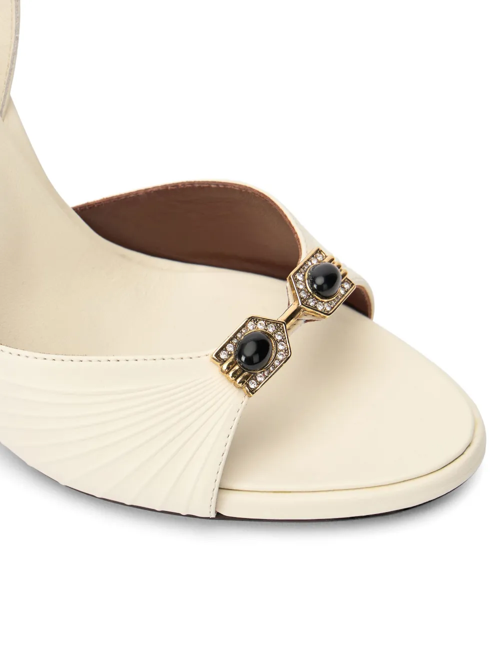 Roberto Cavalli jewelled-buckle snake-detail sandals Beige