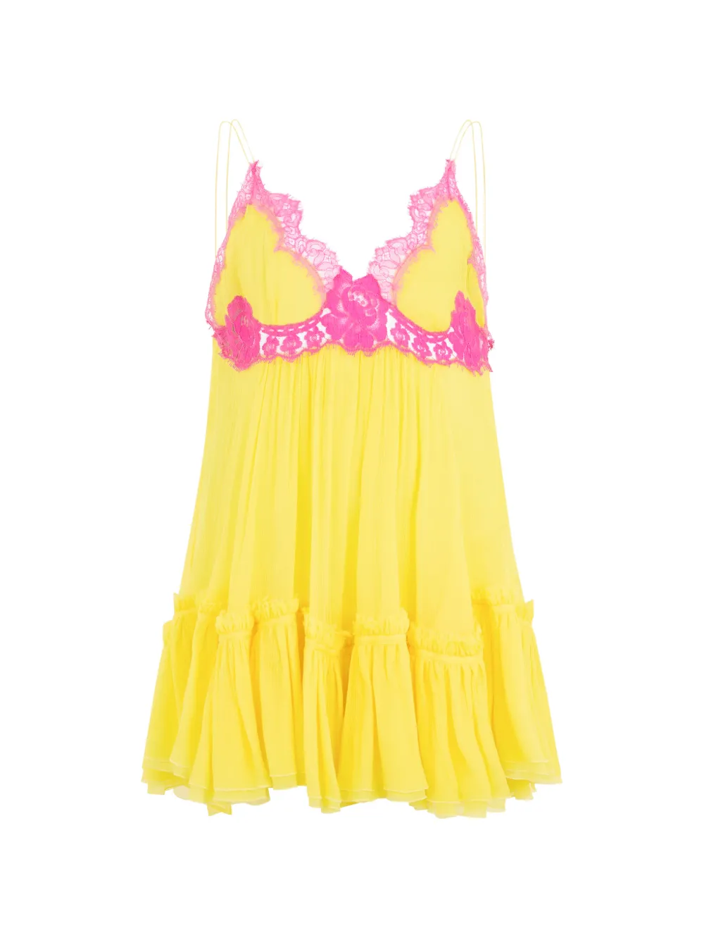 Roberto Cavalli lace ruffled mini dress - Giallo