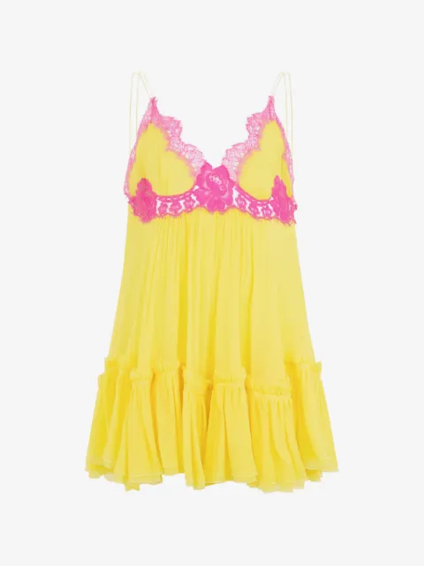 Roberto Cavalli lace ruffled mini dress