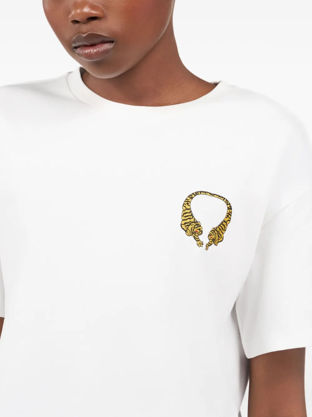 Roberto Cavalli T-shirt met geborduurde tijger Wit