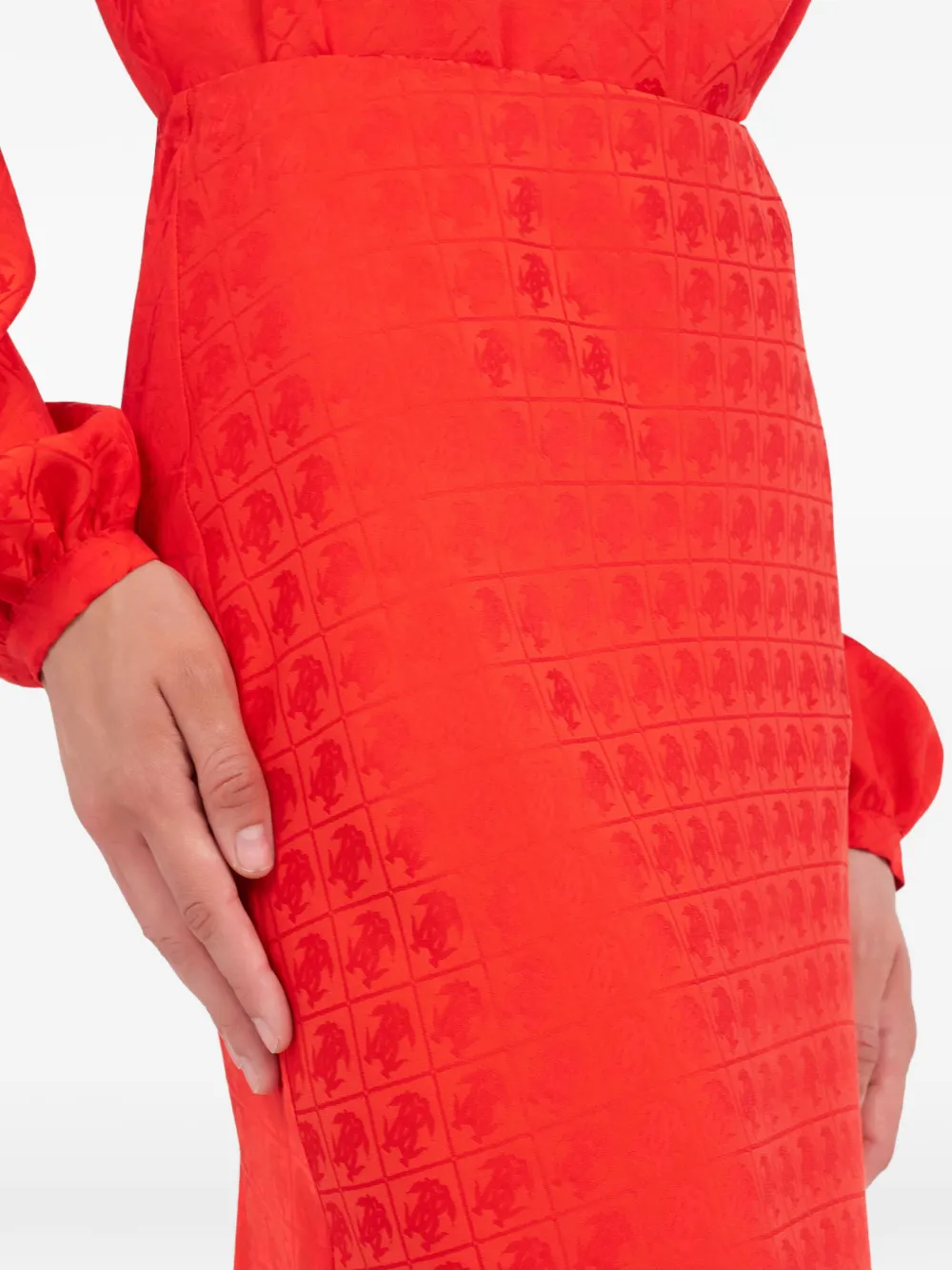 Roberto Cavalli Midi-rok met monogram-print Rood