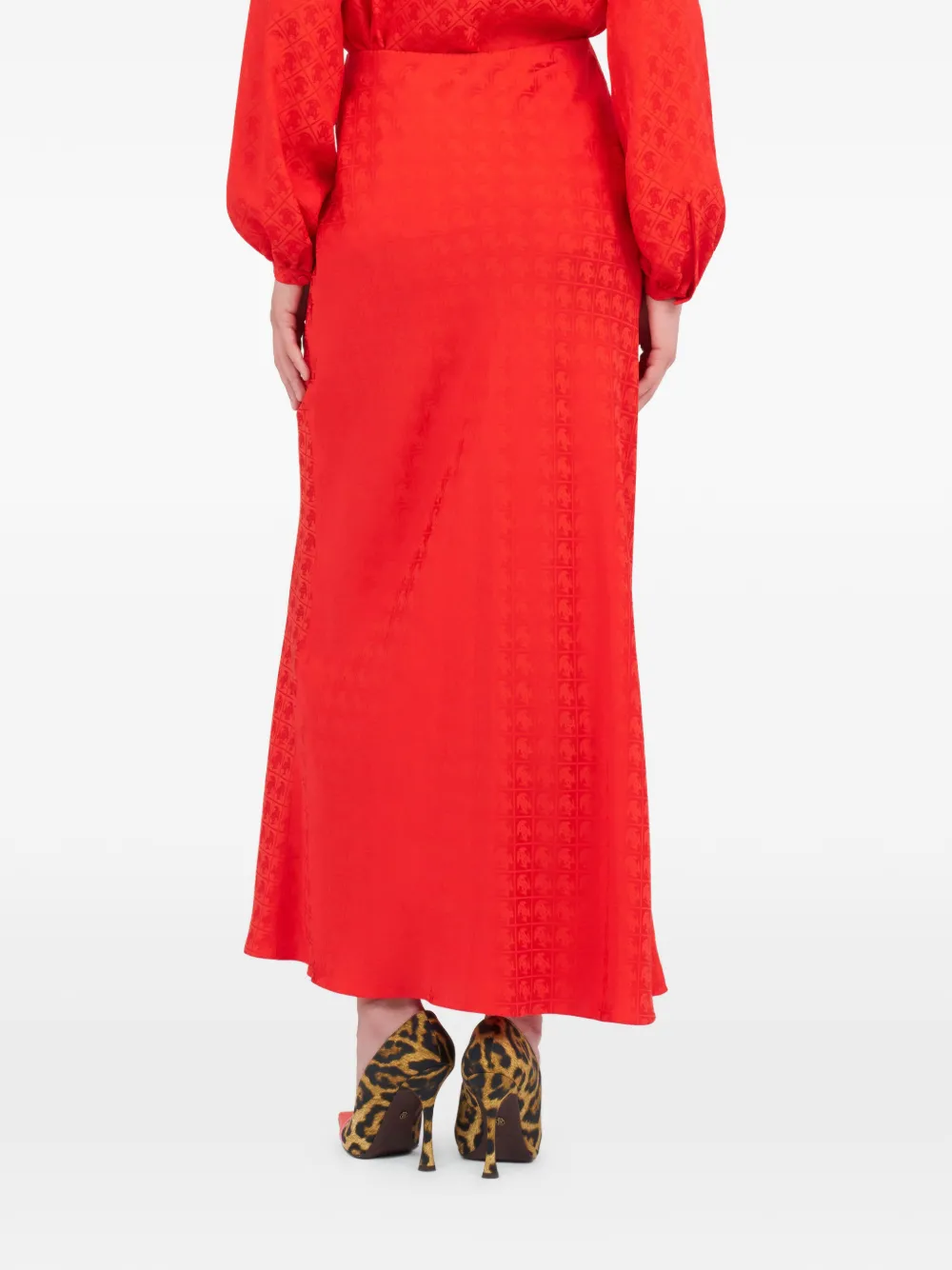 Roberto Cavalli Midi-rok met monogram-print Rood
