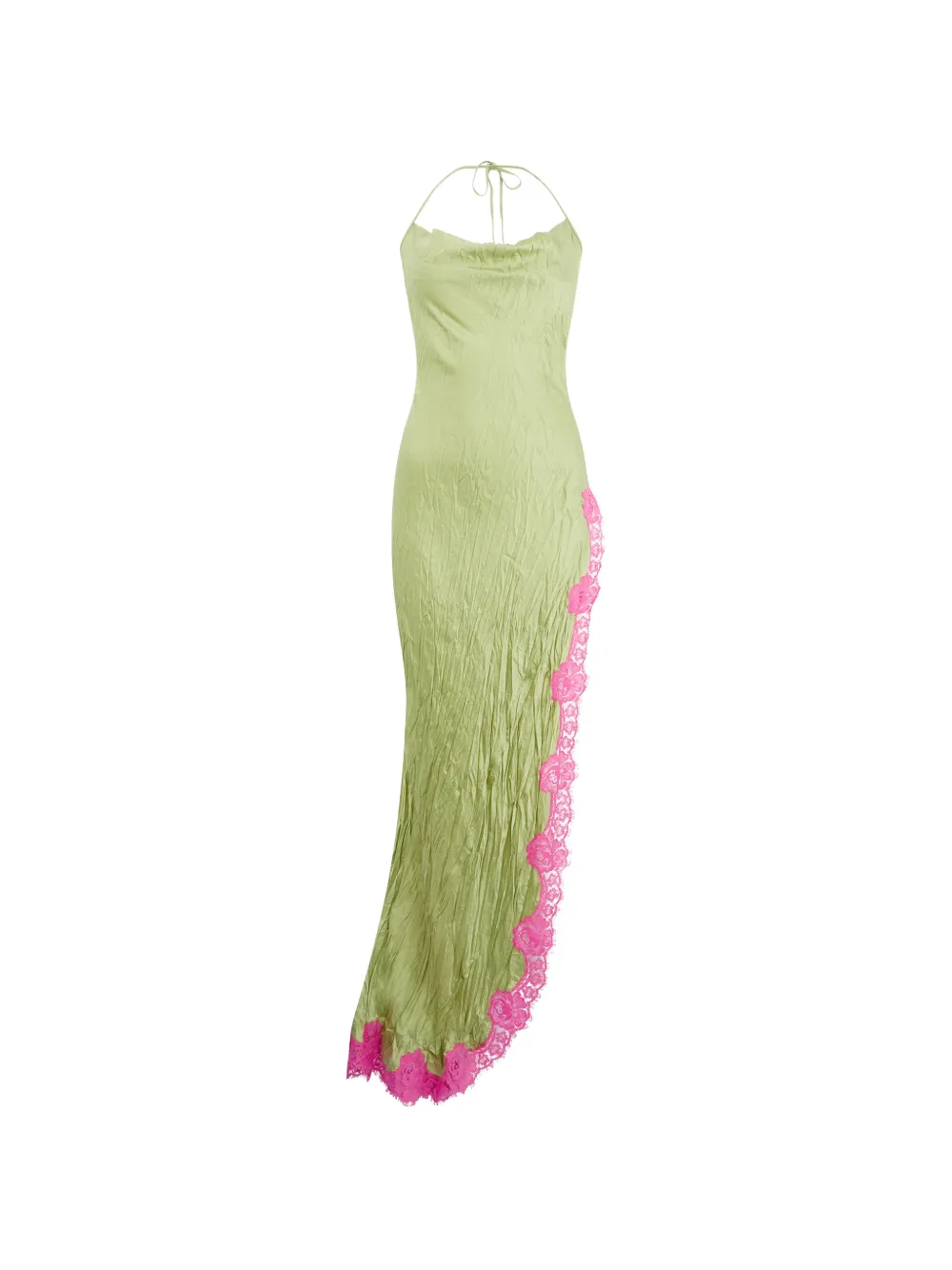 Roberto Cavalli lace-trim halterneck maxi dress - Verde