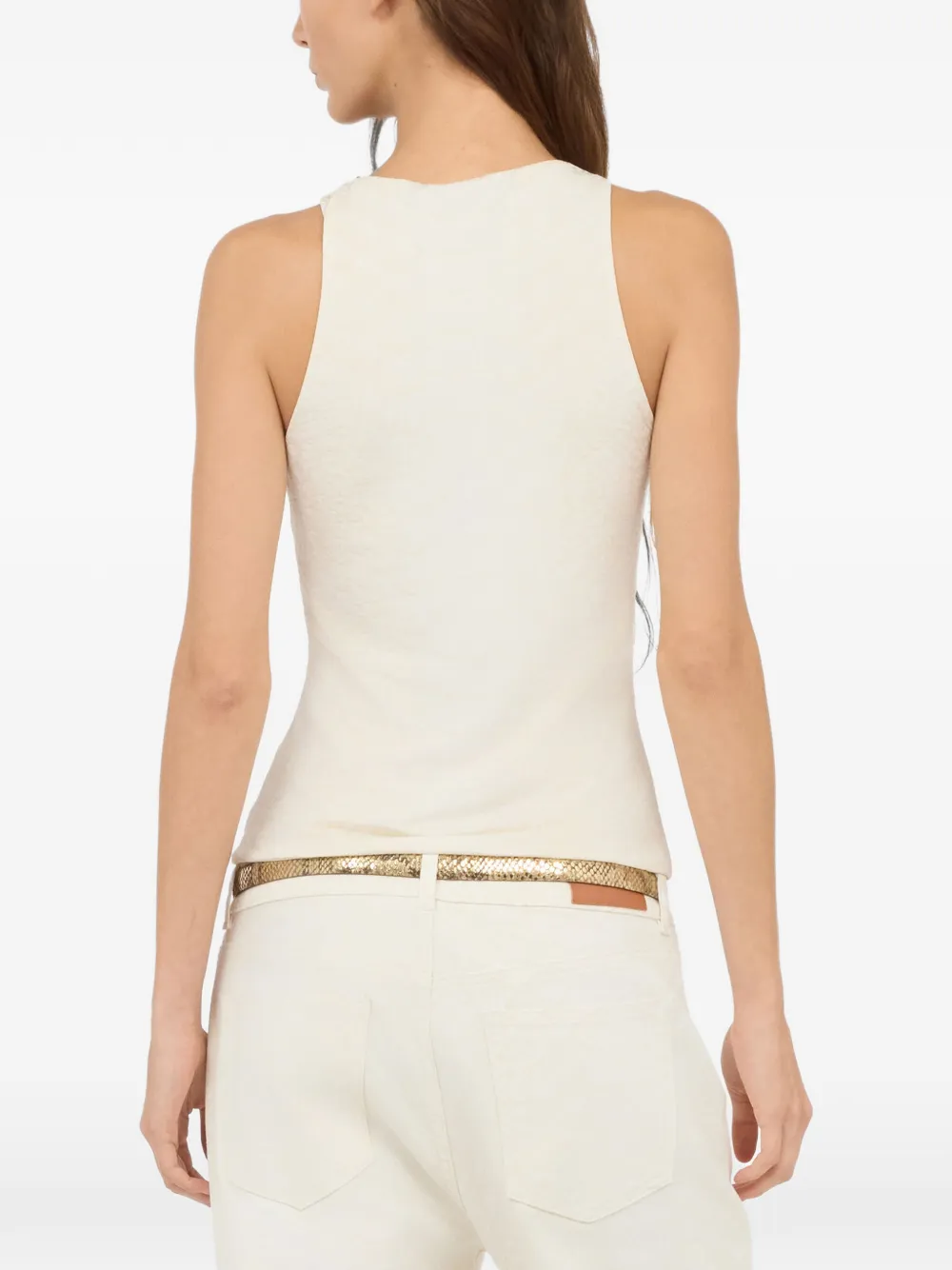 Roberto Cavalli Mouwloze top Beige