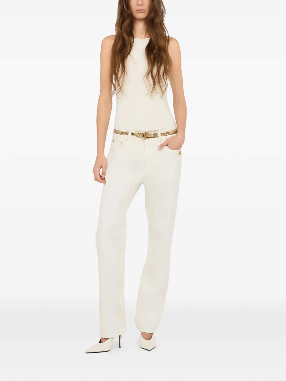  Roberto Cavalli Snake Scale Sleeveless Top - Neutrals 