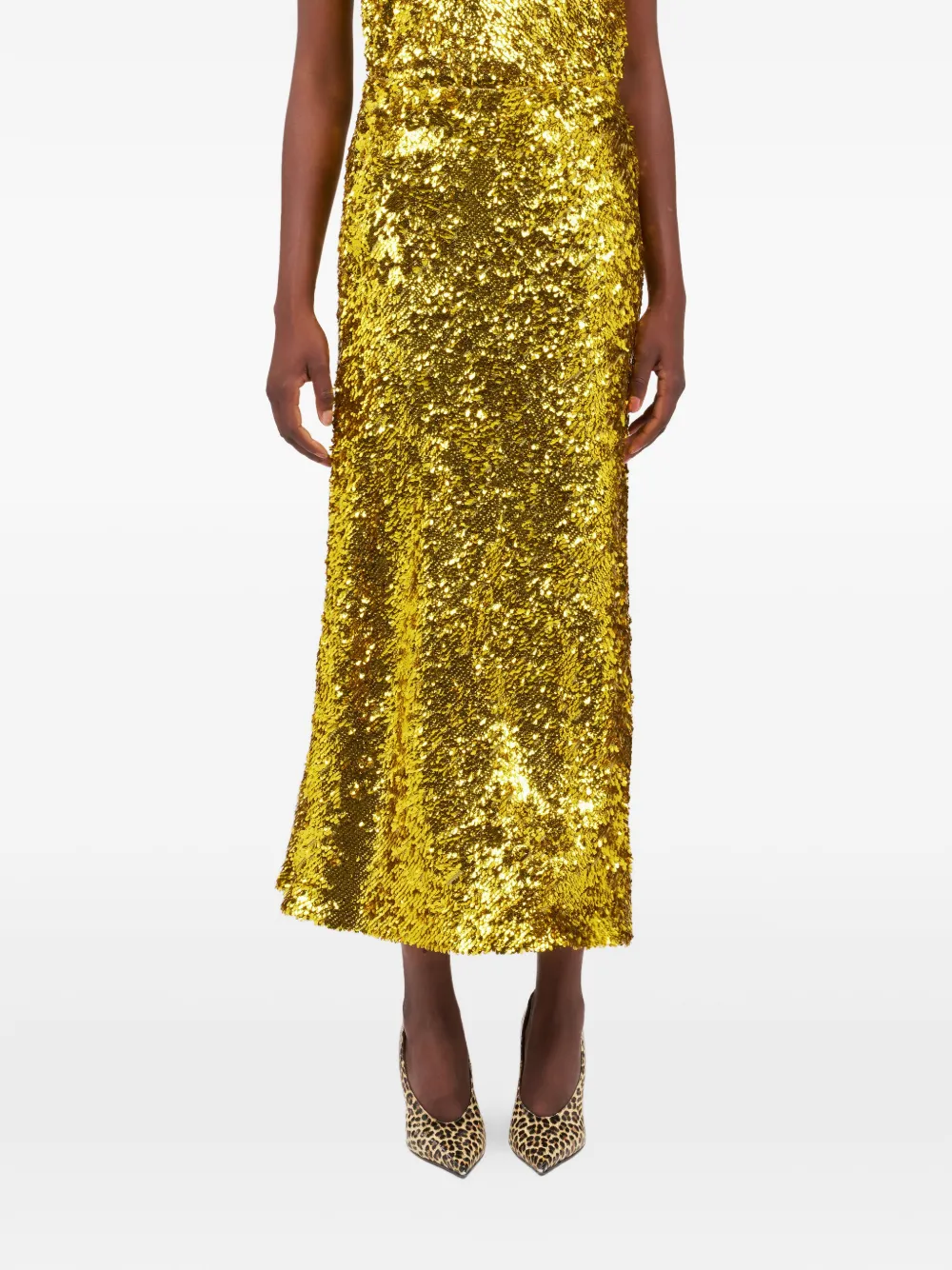 Roberto Cavalli sequin-embellishment midi skirt - Giallo