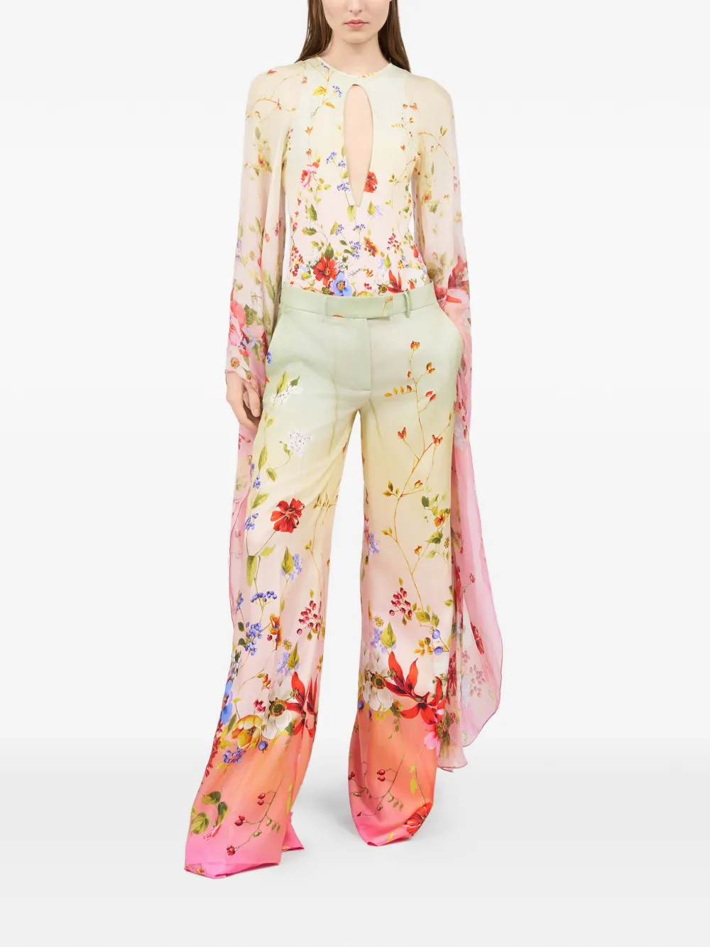  Roberto Cavalli Floral Print Trousers - Green 
