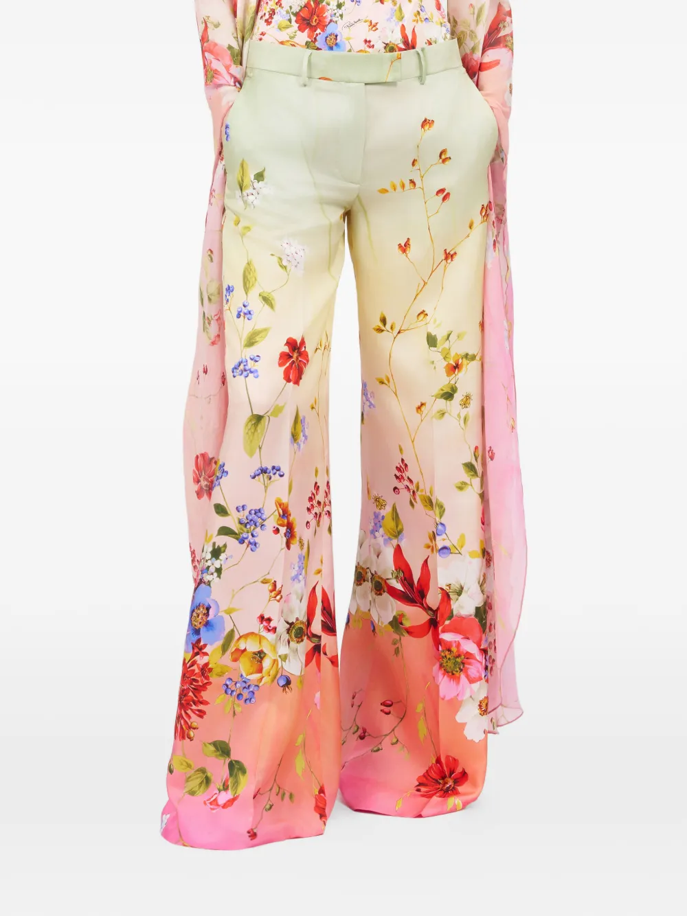Roberto Cavalli Broek met bloemenprint Groen
