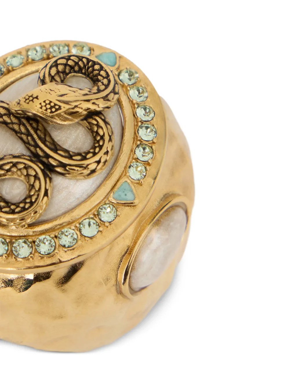  Roberto Cavalli Snake And Gemstone Ring - Gold 