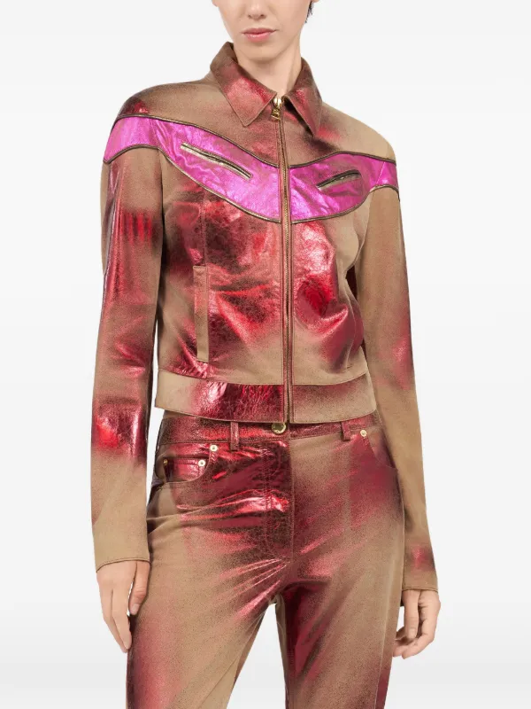 Roberto Cavalli メタリック レザージャケット | レッド | FARFETCH JP