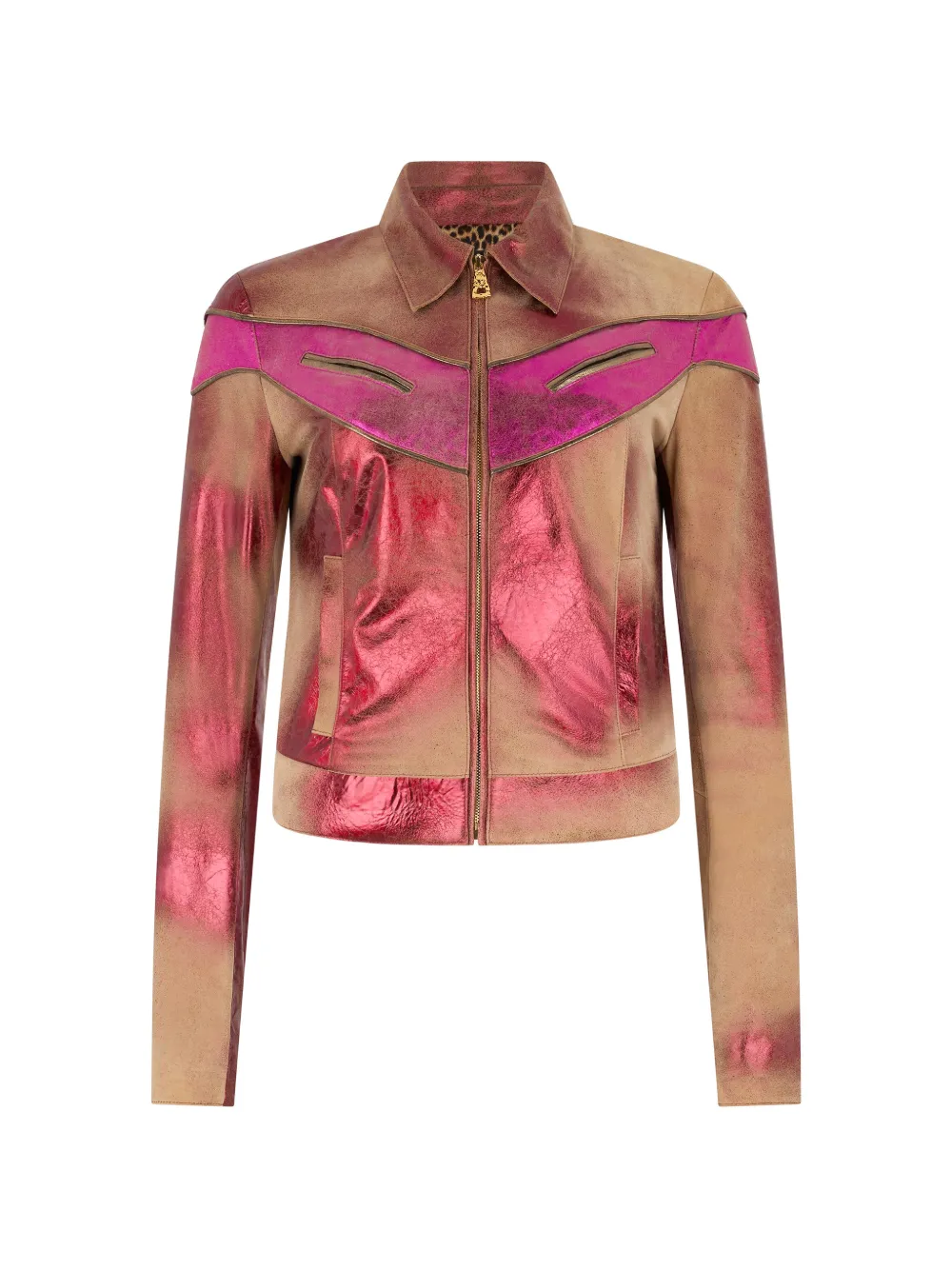 Roberto Cavalli metallic-finish leather jacket - Rot