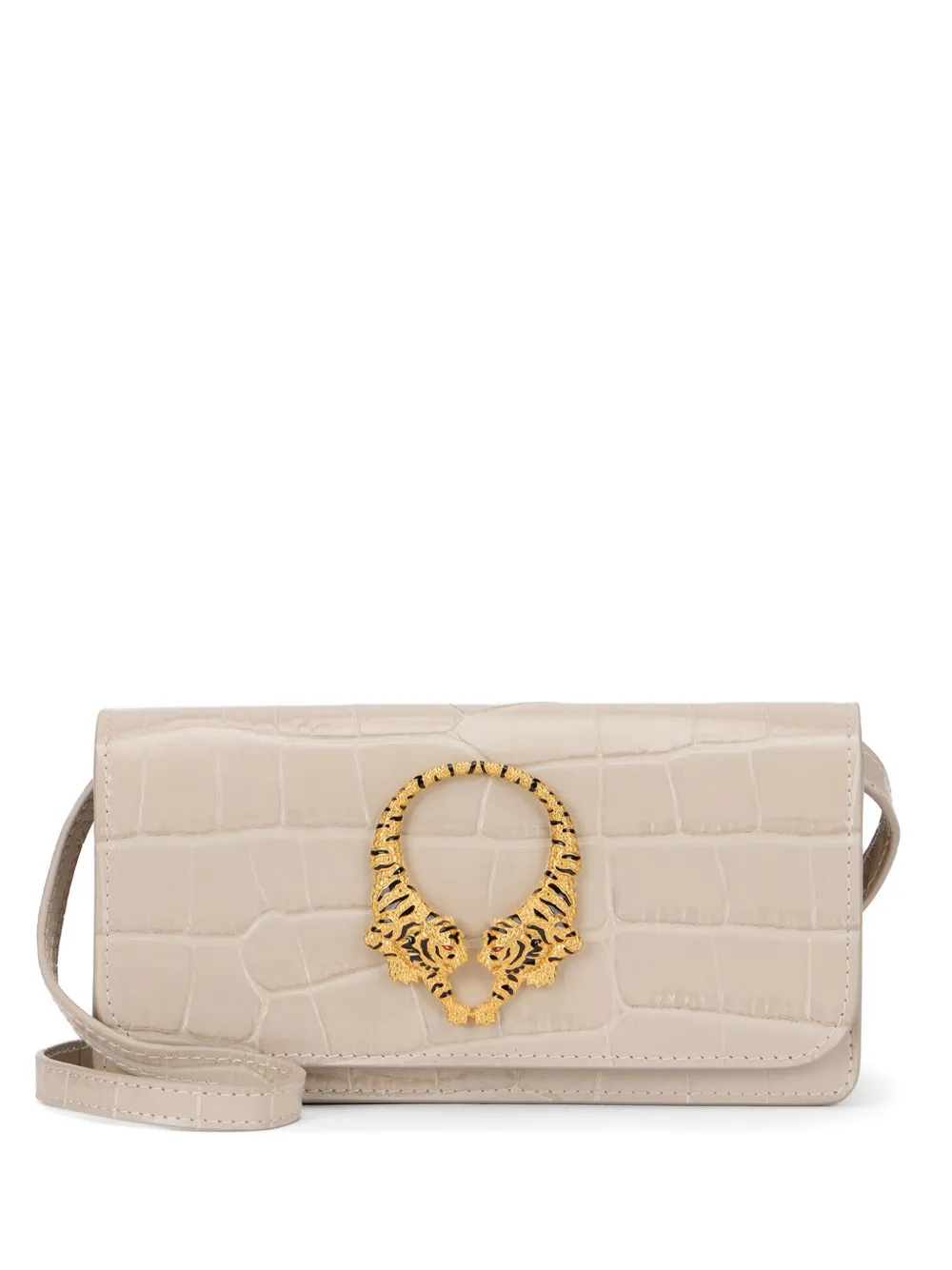 Roberto Cavalli croc-effect tiger-plaque shoulder bag - Toni neutri