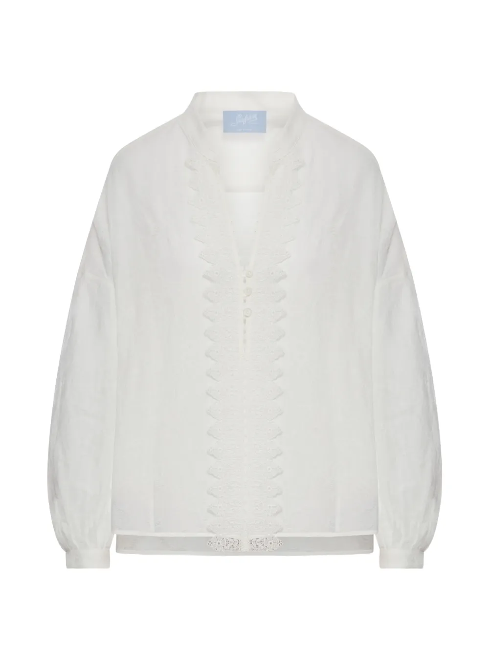 Seafarer lace insert blouse - Bianco