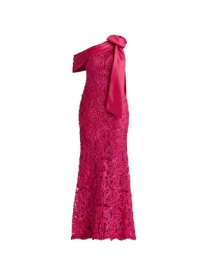 chinese dress ladies Tadashi Shoji Cassia Bow-Shoulder Crepe Evening Gown ALG1837