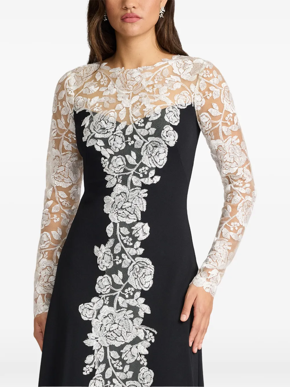 Tadashi Shoji Jurk met bloemenkant Zwart