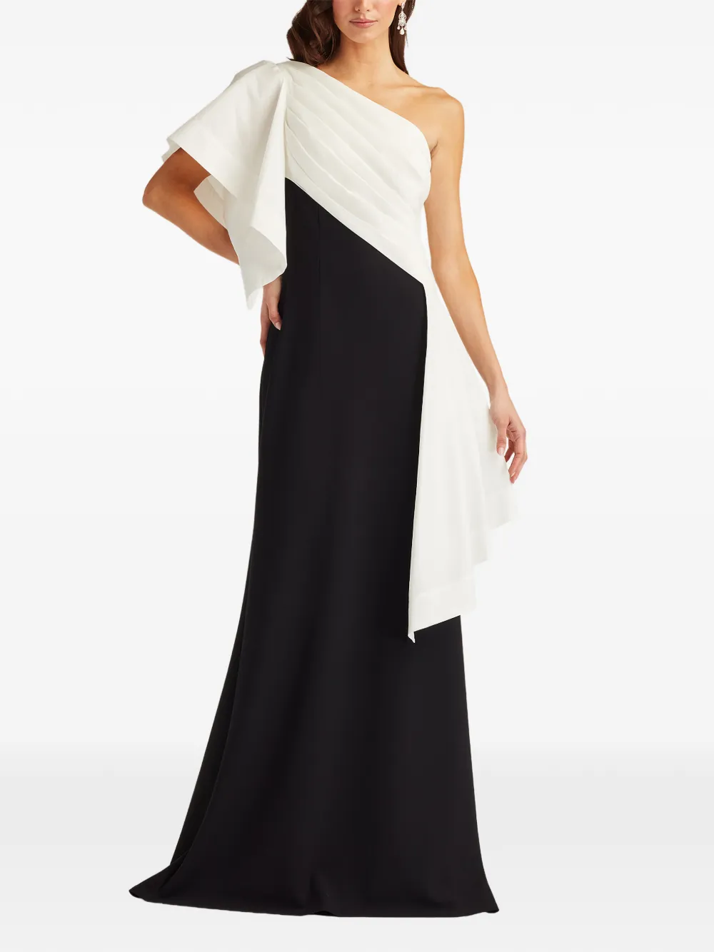 Tadashi Shoji Asymmetrische maxi-jurk Zwart