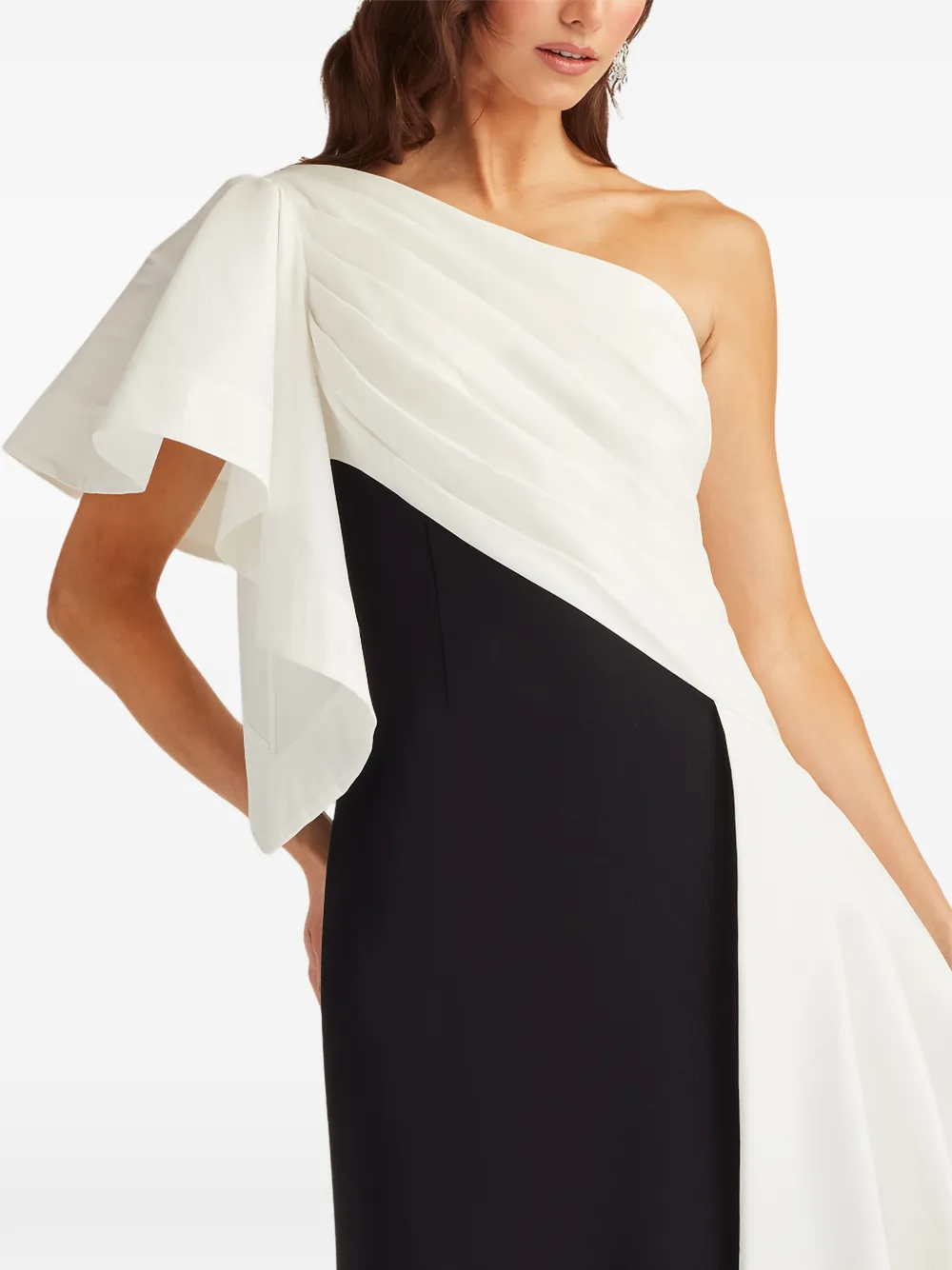 Tadashi Shoji Asymmetrische maxi-jurk Zwart