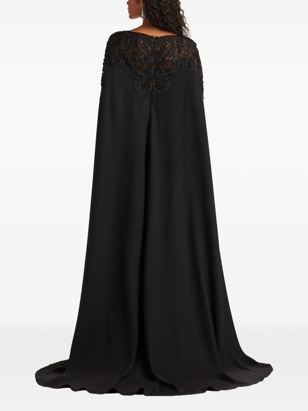 Tadashi Shoji Maxi-jurk met cape Zwart