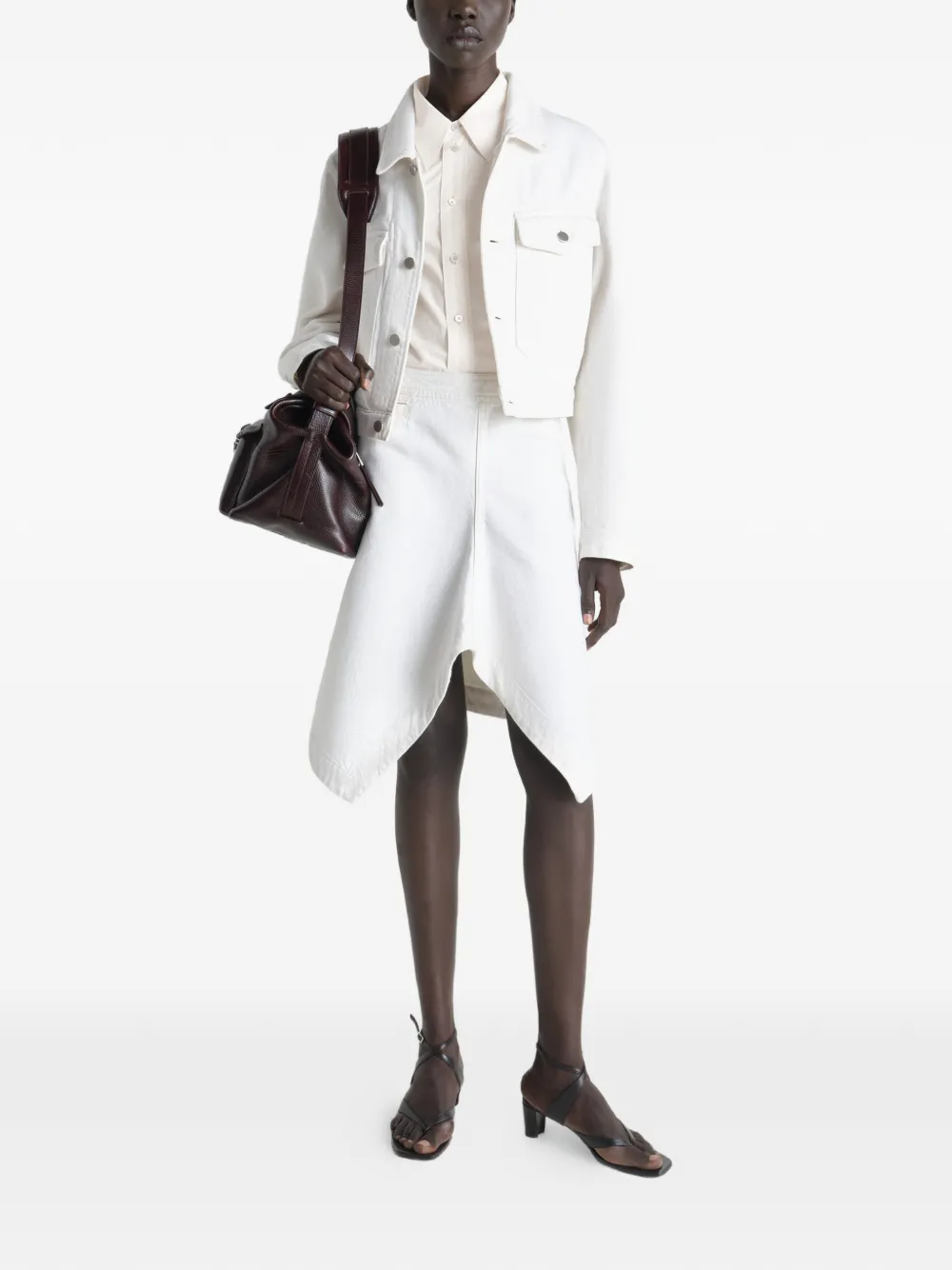  Lemaire Asymmetric Denim Skirt - White 