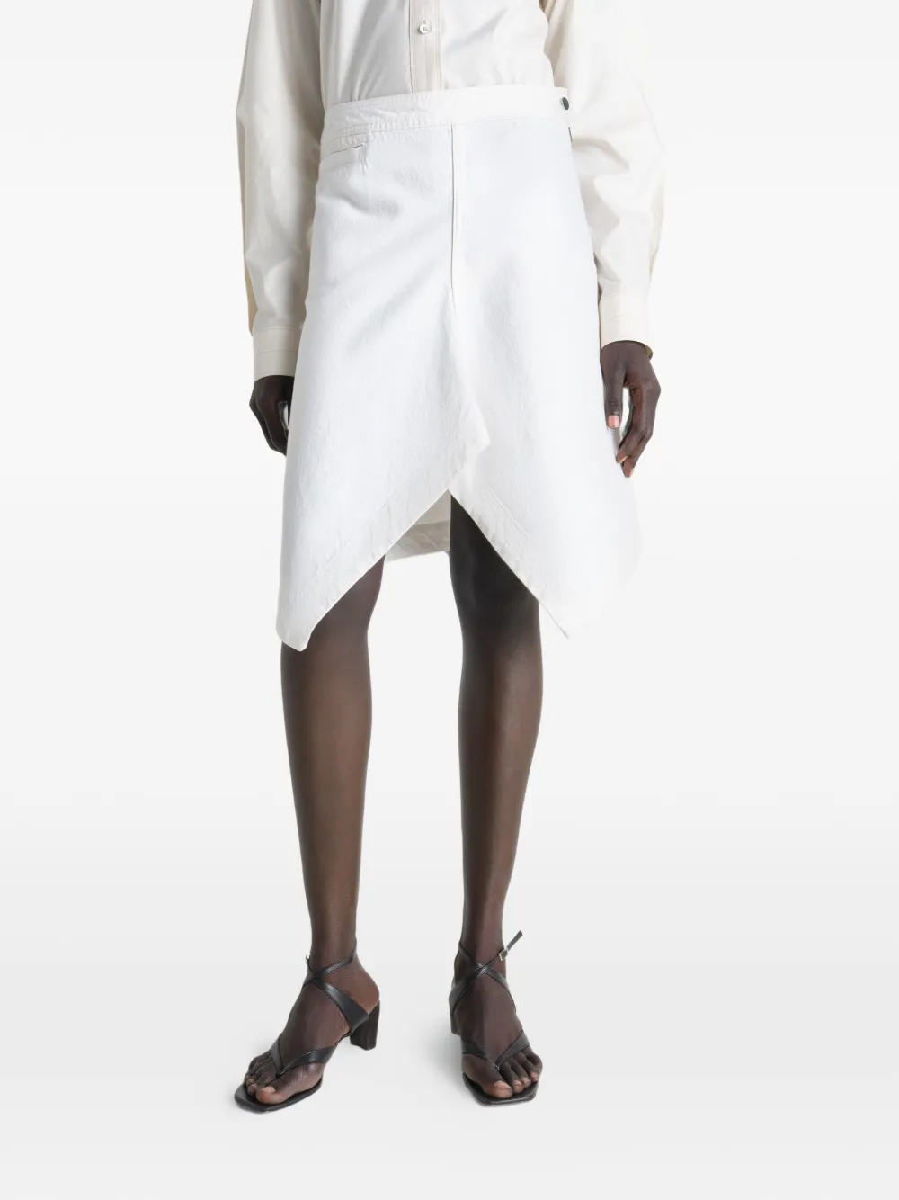  Lemaire Asymmetric Denim Skirt - White 