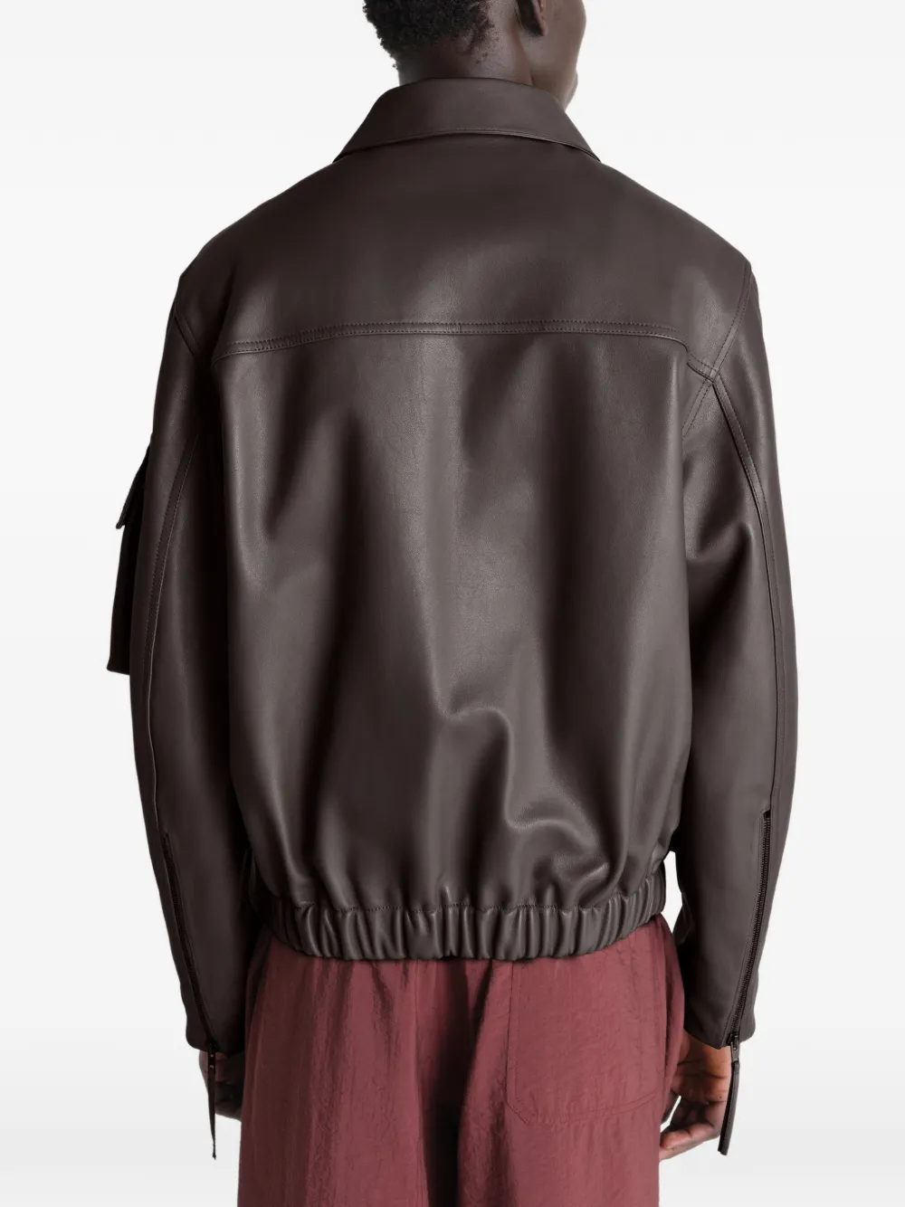 multi-pocket leather jacket