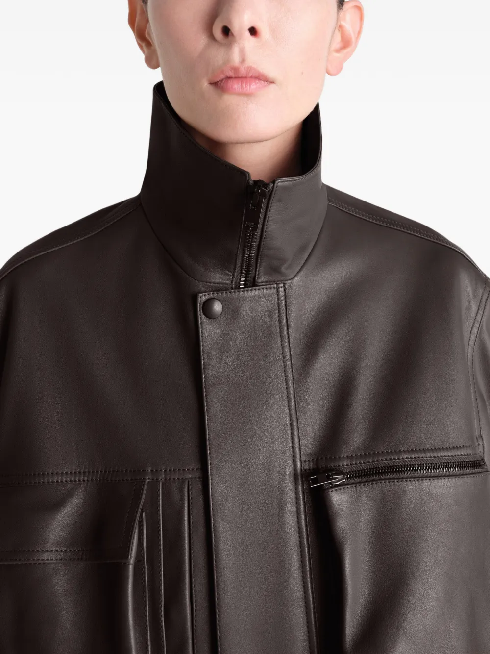 multi-pocket leather jacket