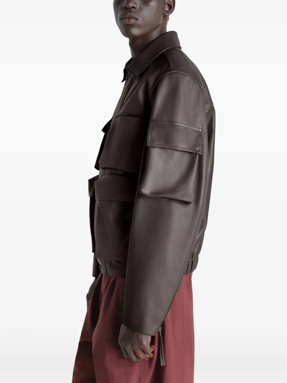 multi-pocket leather jacket